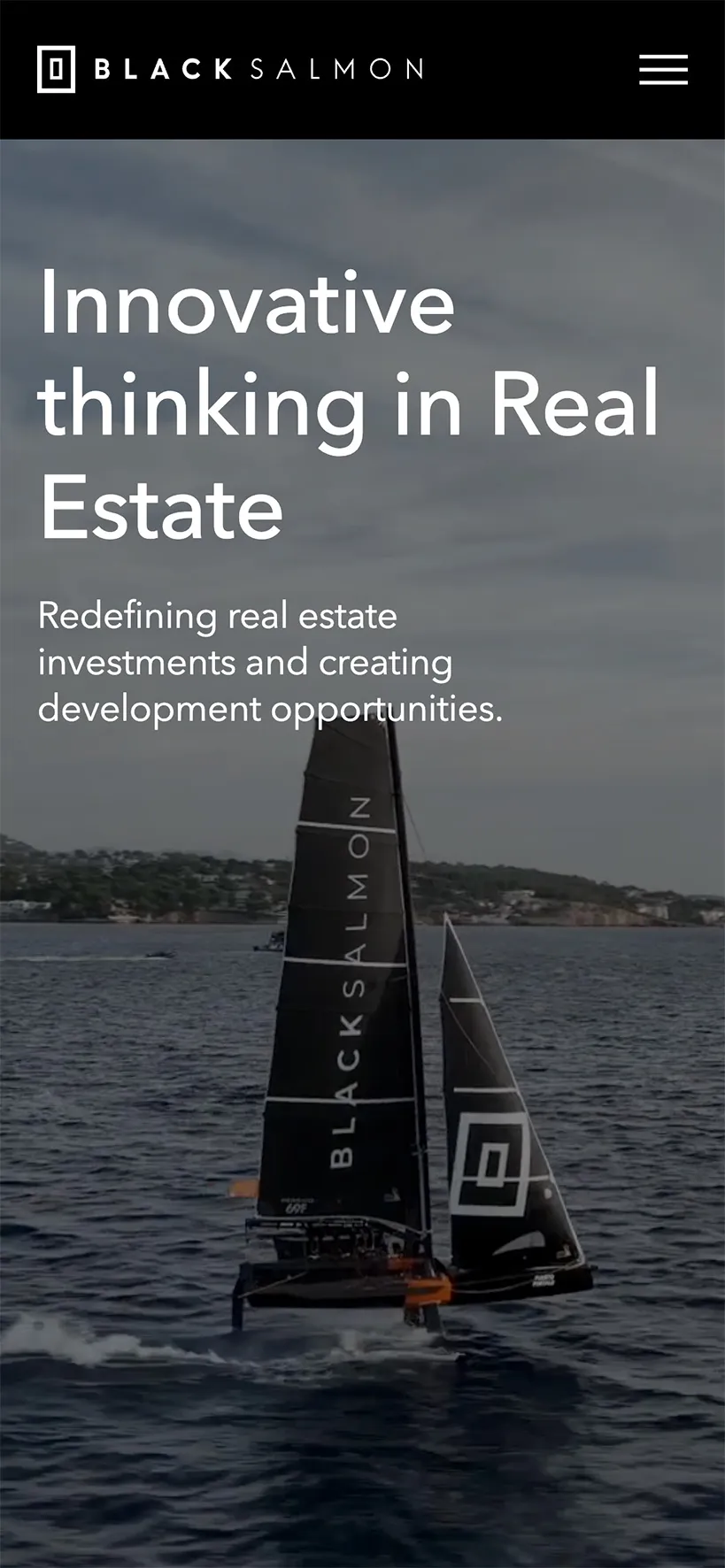Black Salmon - Mobile view of the homepage with professional corporate branding