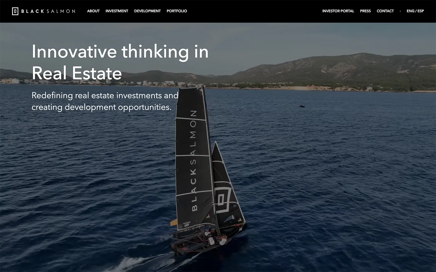 Black Salmon - Main page of the real estate investment firm website with elegant corporate design