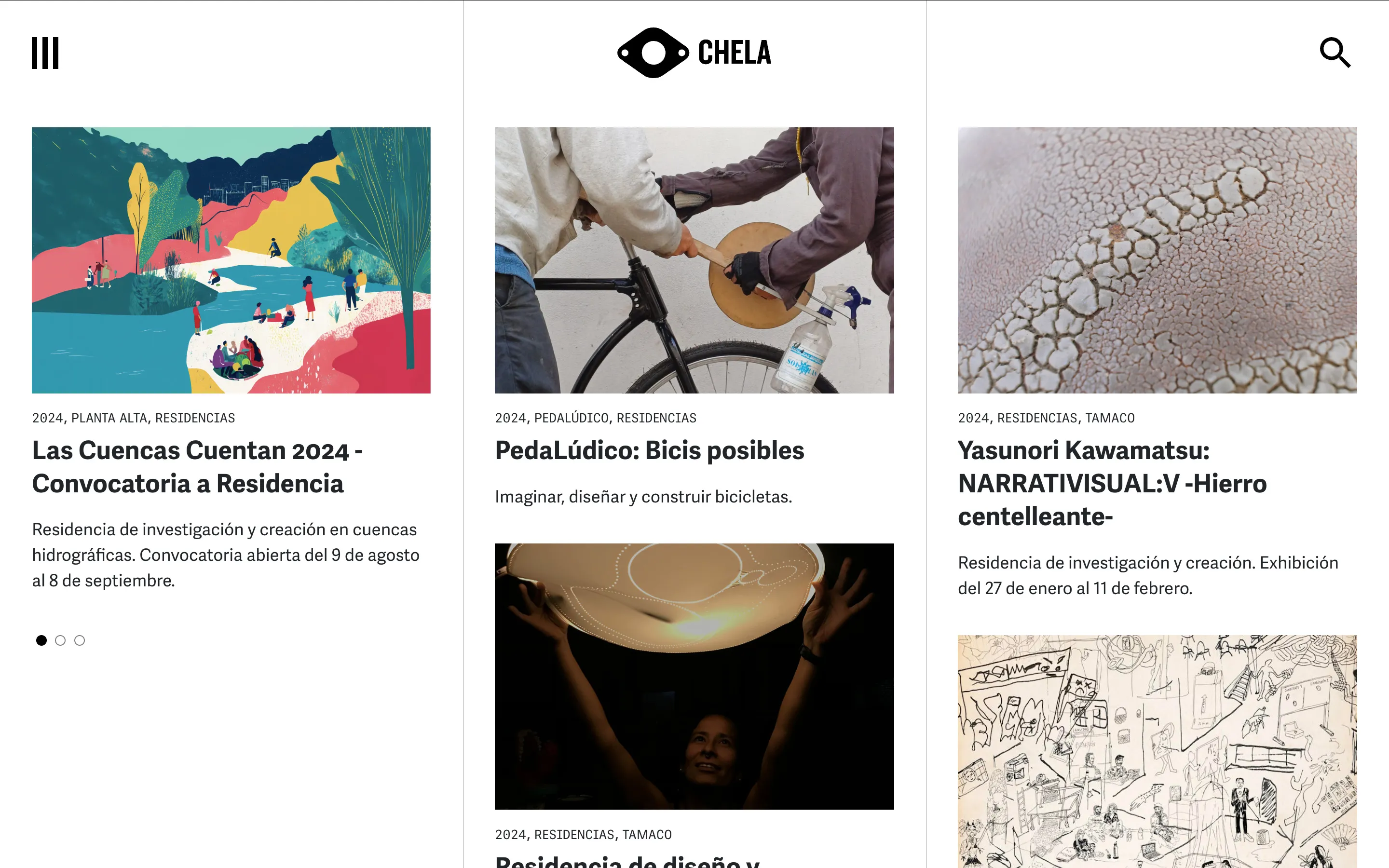 CheLA - Main page of the website showcasing the cultural center