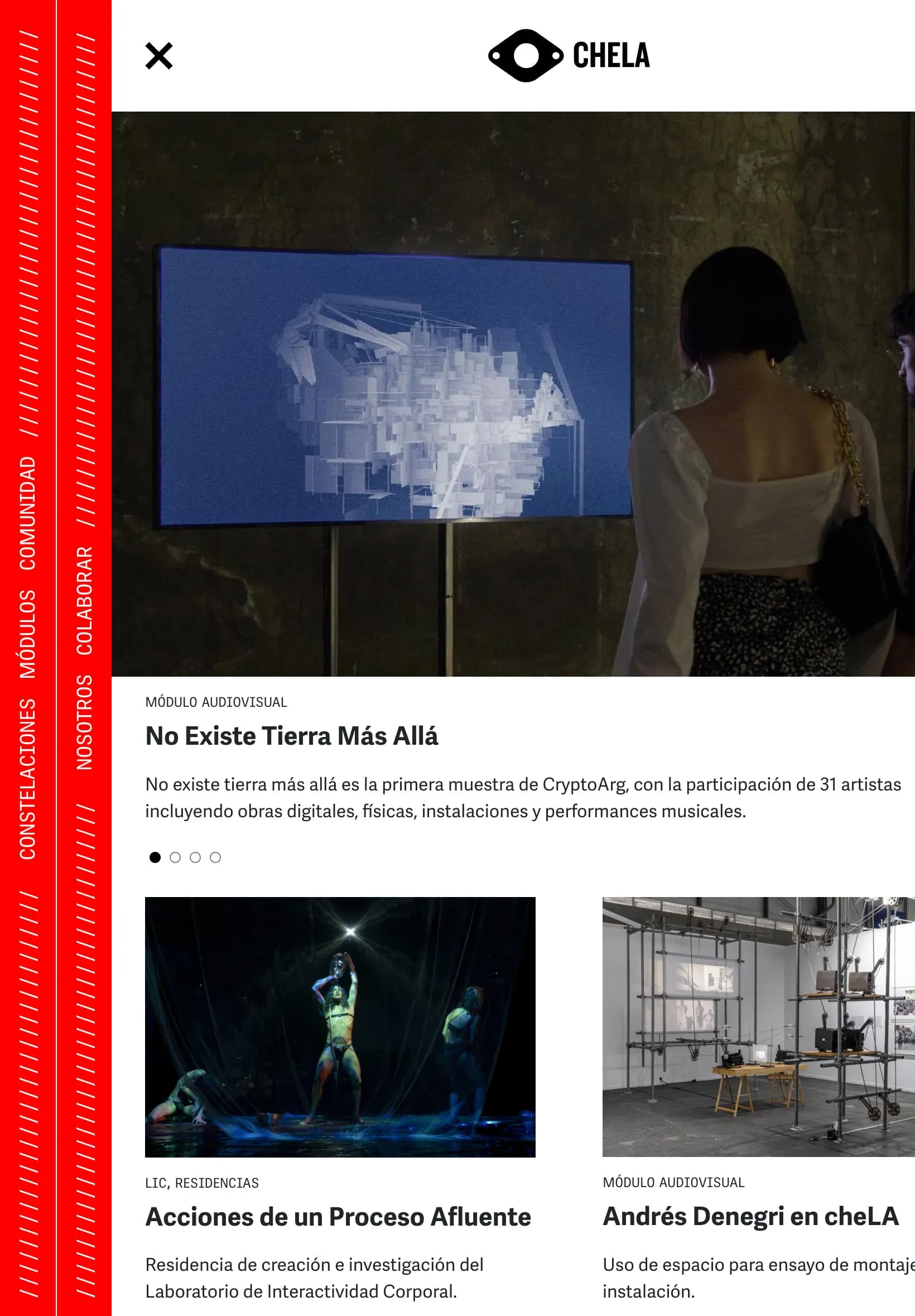 CheLA - Tablet view showing the community projects section