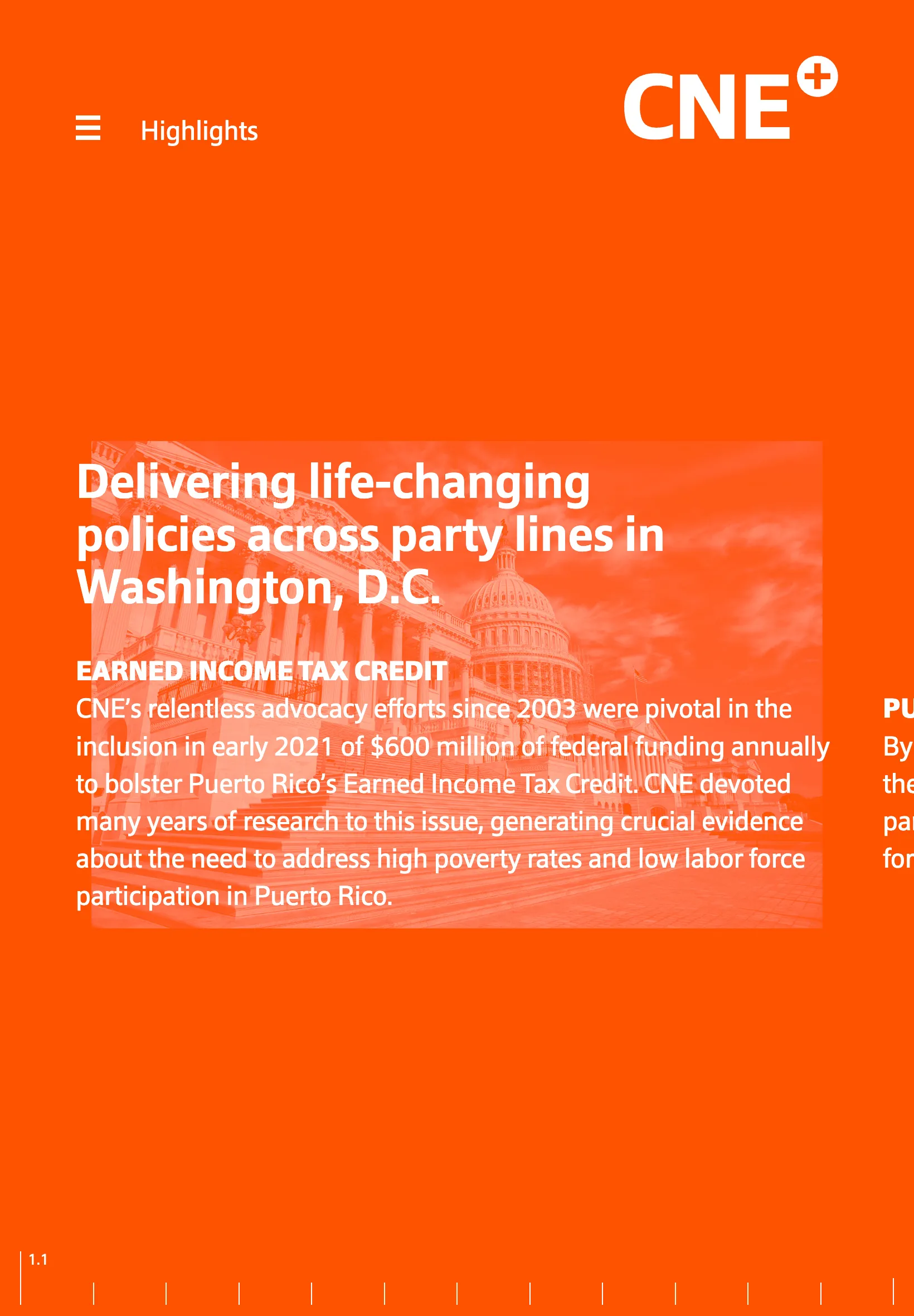 CNE Annual Report - Tablet view of economic data visualizations and research findings