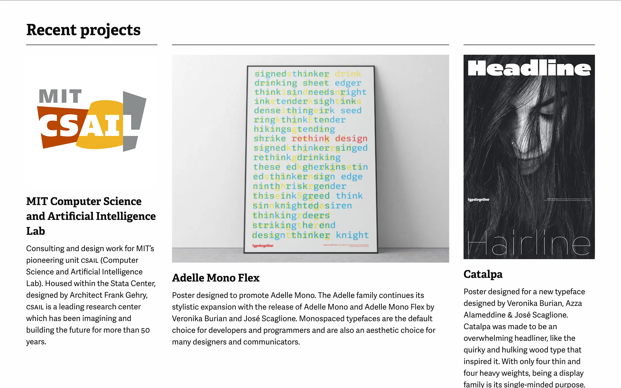 Design Sessions - Project detail with carefully selected typography