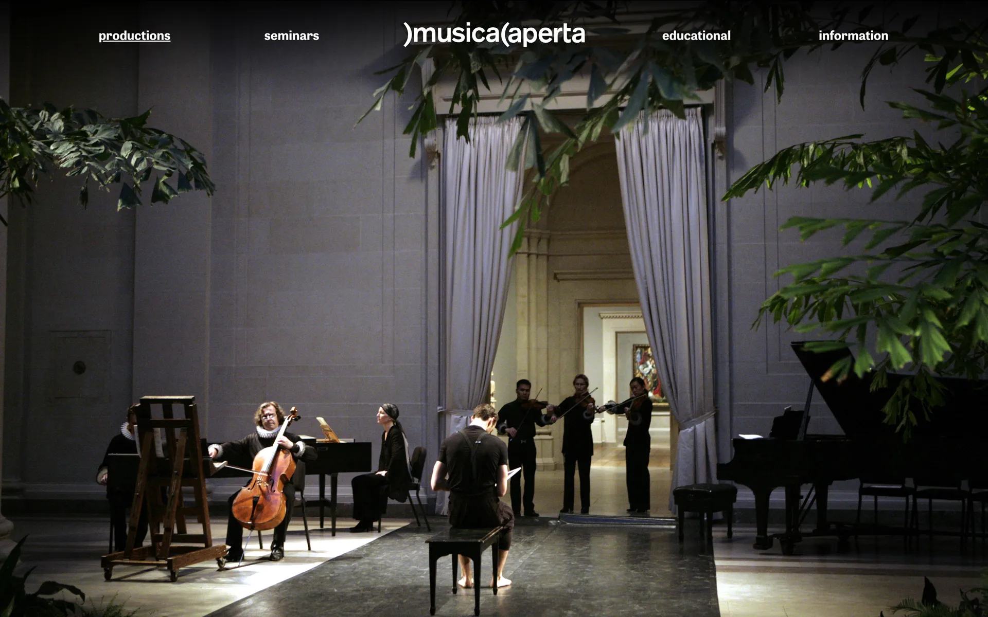 Musica Aperta - Featured musicians and performers section with elegant typography