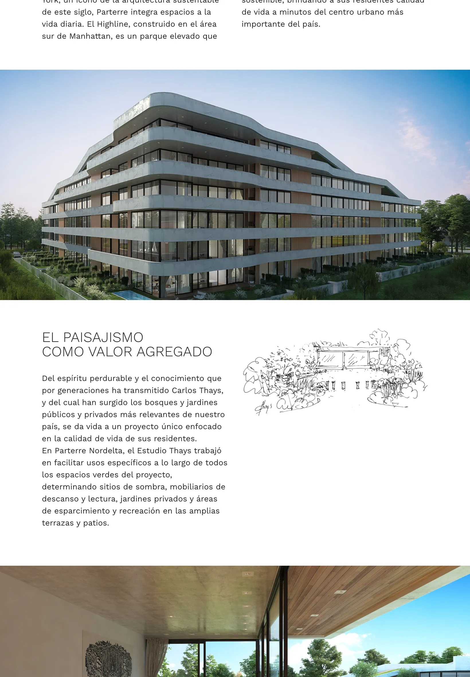 Parterre Residencias - Tablet interface of the website showing plans and location